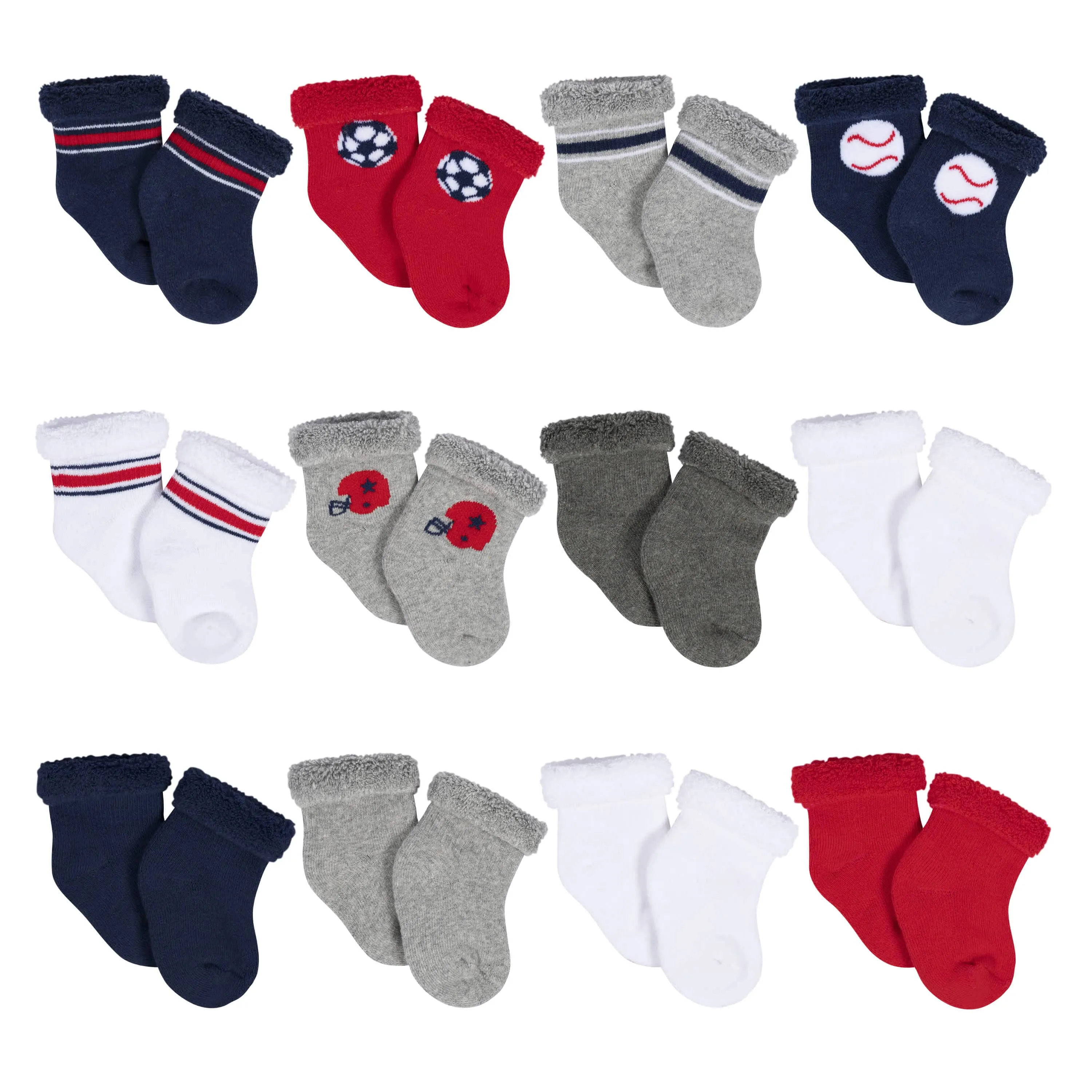 12-Pack Baby Boys All Star Terry Wiggle Proof Socks