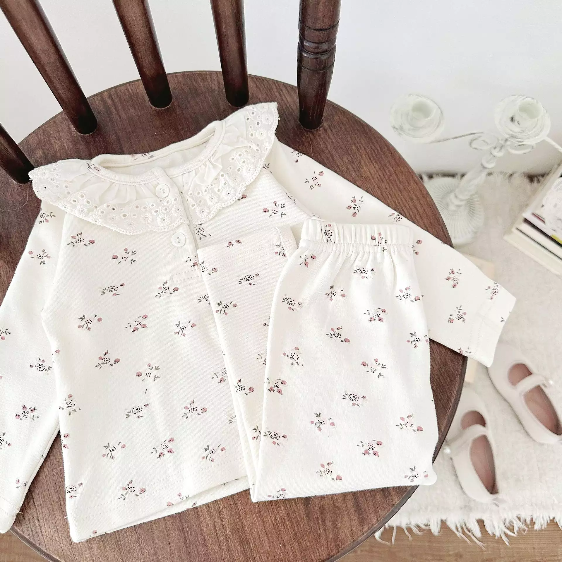 2 Pieces Set Baby Girls Flower Print Tops And Pants Wholesale 240301177