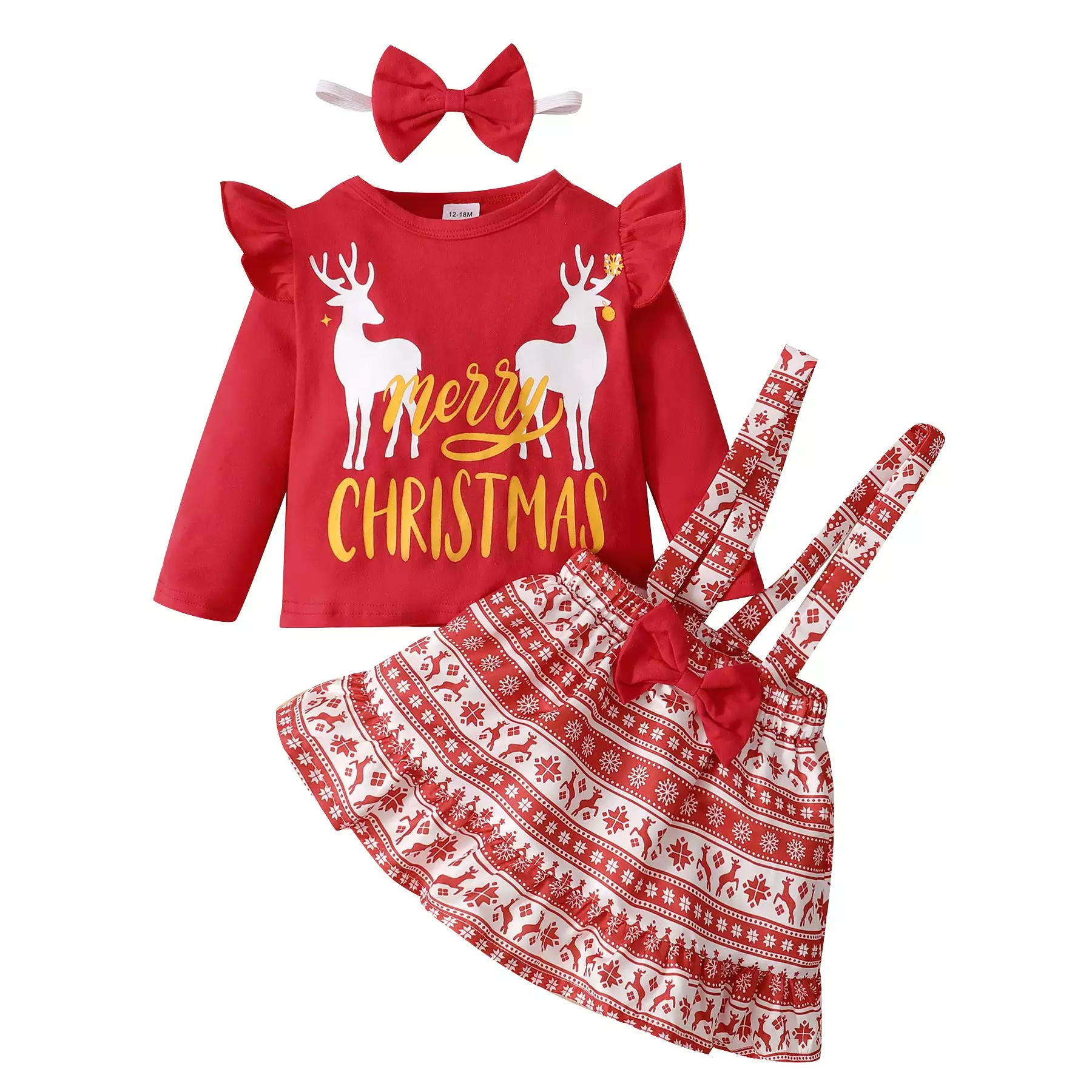 2 Pieces Set Baby Kid Girls Christmas Letters Cartoon Print Tops And Animals Dresses Wholesale 23101514