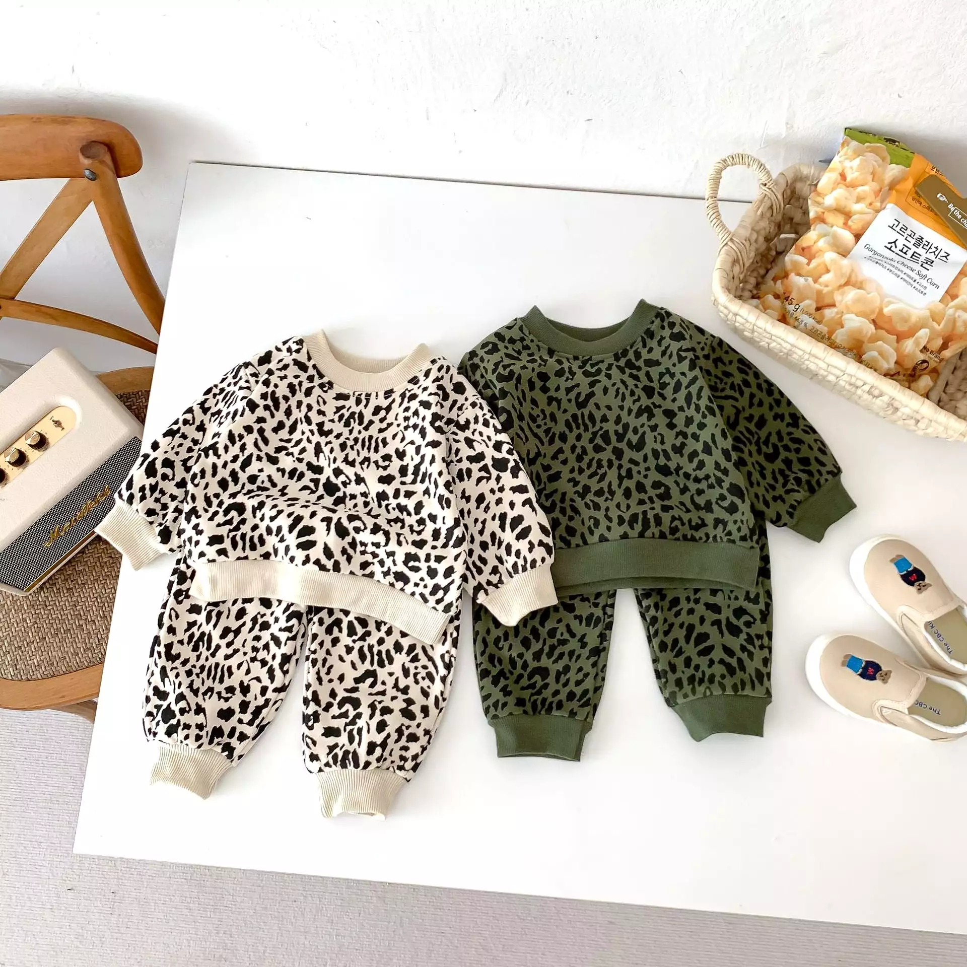 2 Pieces Set Baby Kid Girls Leopard Print Tops And Pants Wholesale 23101910