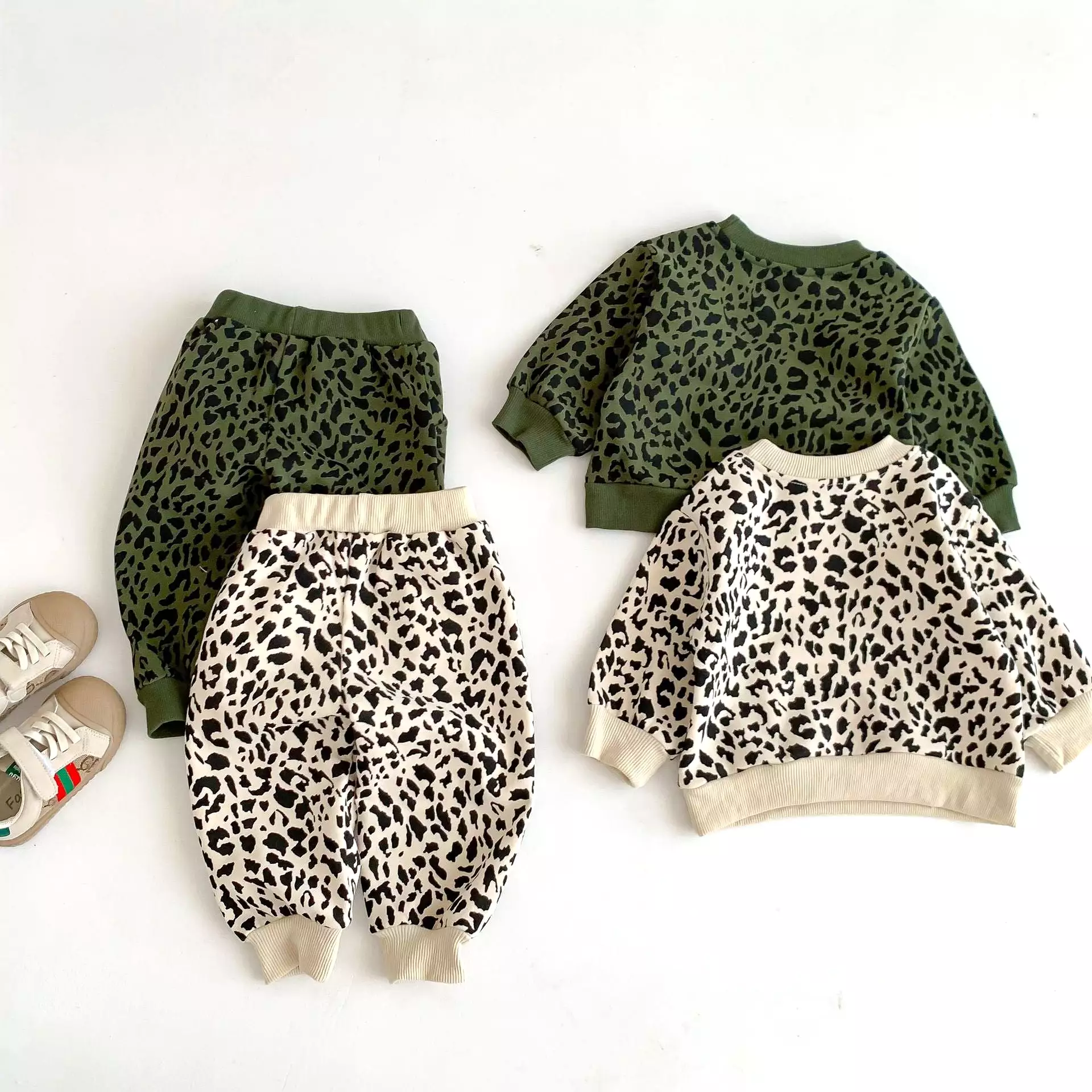 2 Pieces Set Baby Kid Girls Leopard Print Tops And Pants Wholesale 23101910