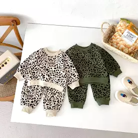 2 Pieces Set Baby Kid Girls Leopard Print Tops And Pants Wholesale 23101910