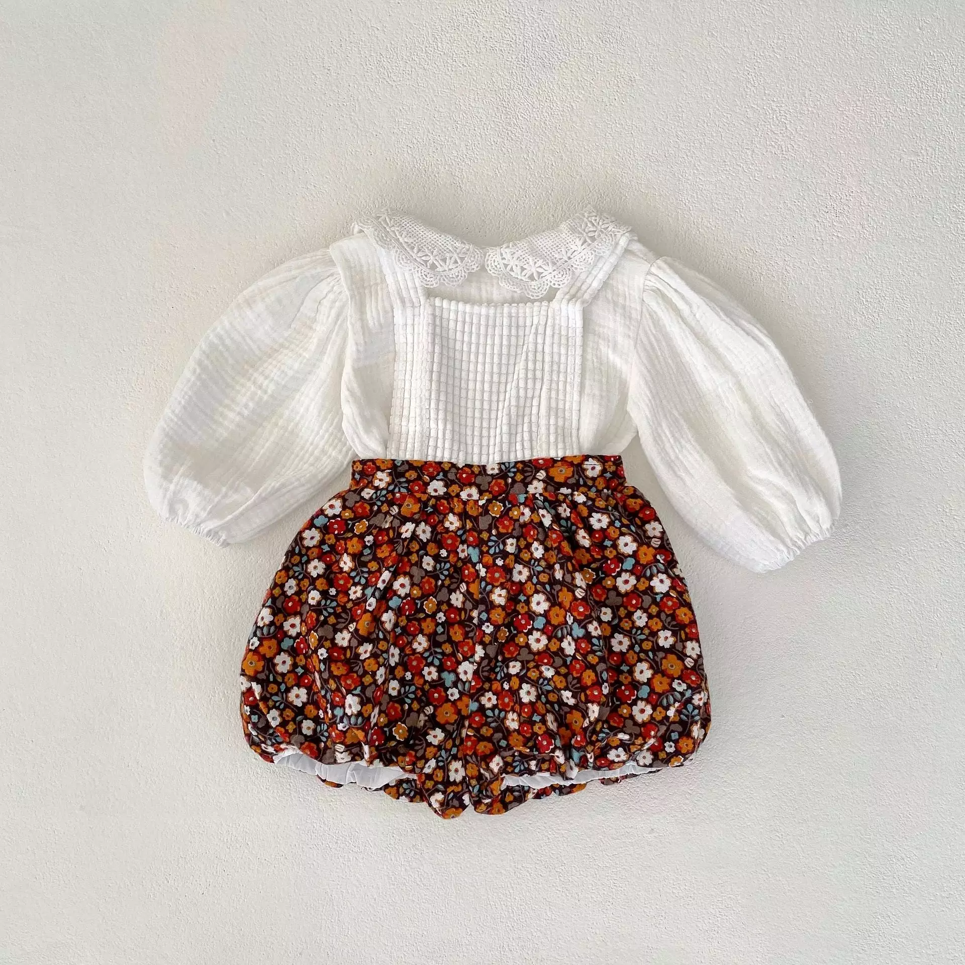 2 Pieces Set Baby Kid Girls Solid Color Print Tops And Flower Shorts Wholesale 230828345