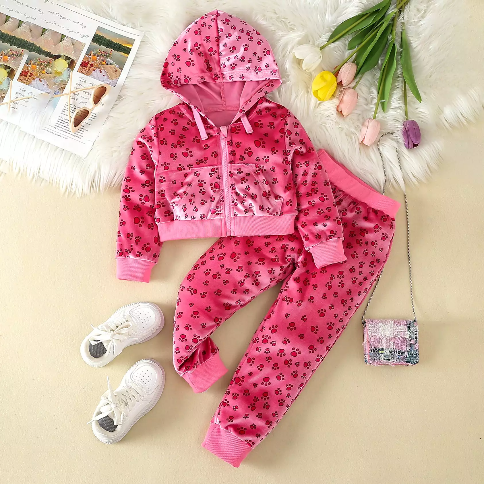 2 Pieces Set Kid Girls Animals Print Tops And Pants Wholesale 24011150