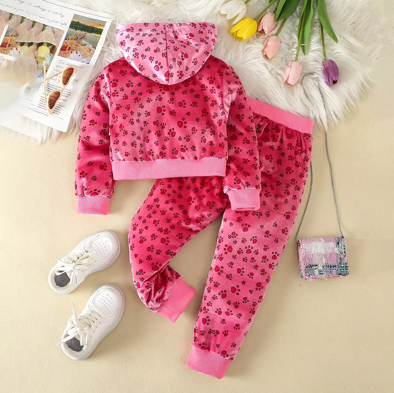 2 Pieces Set Kid Girls Animals Print Tops And Pants Wholesale 24011150