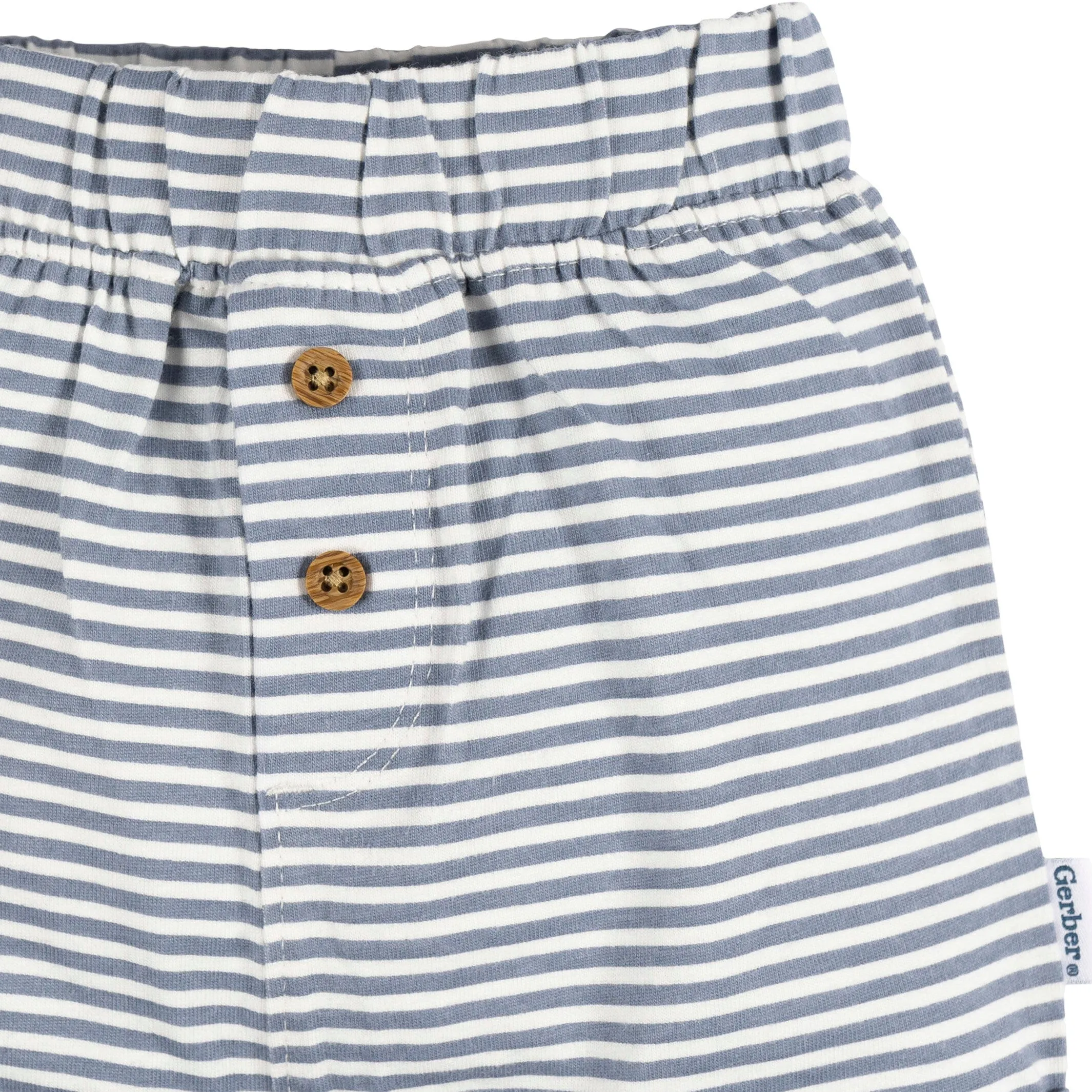 3-Pack Baby Neutral Navy Stripe, Oatmeal, & Navy Knit Shorts