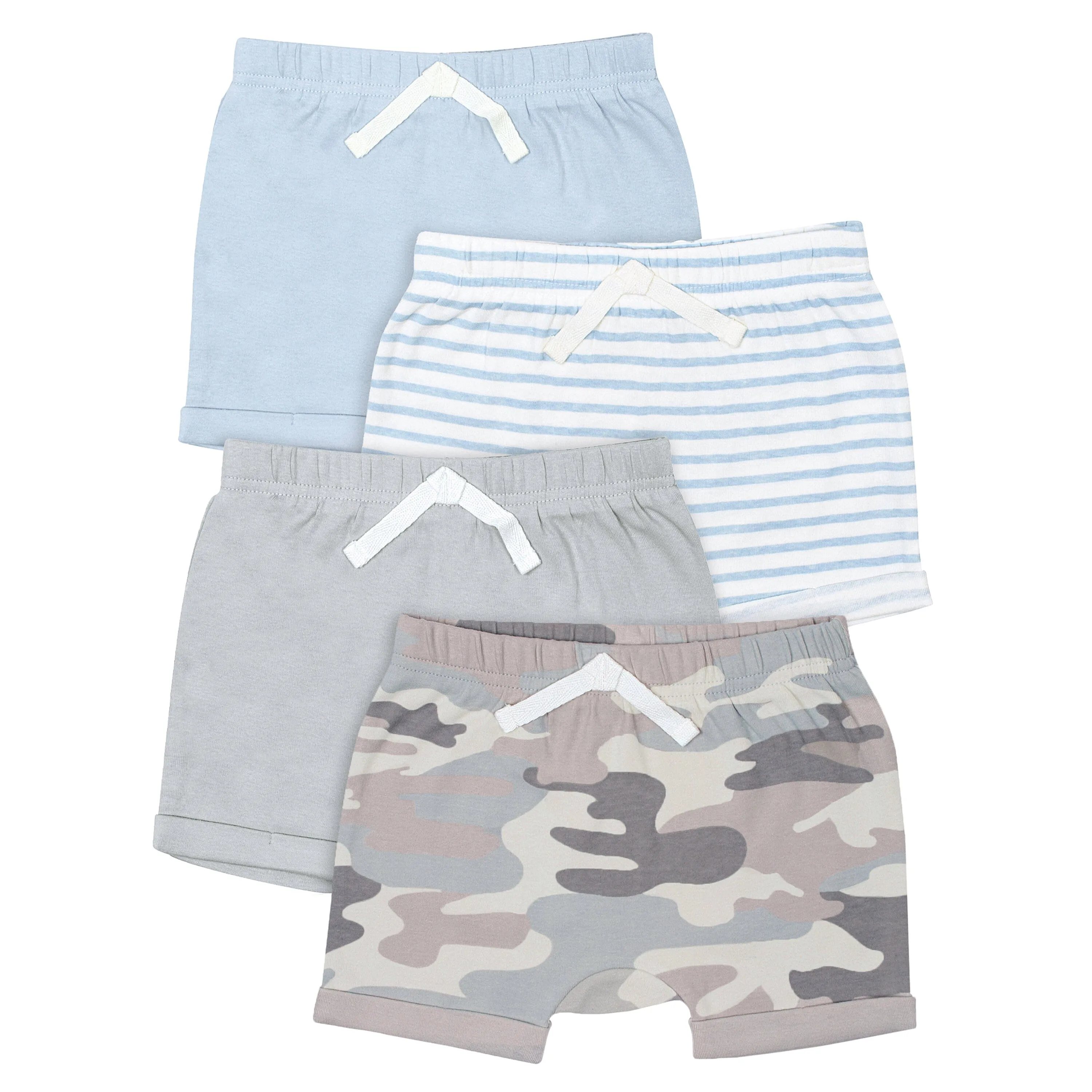 4-Pack Baby Boys Blue Camo Knit Shorts