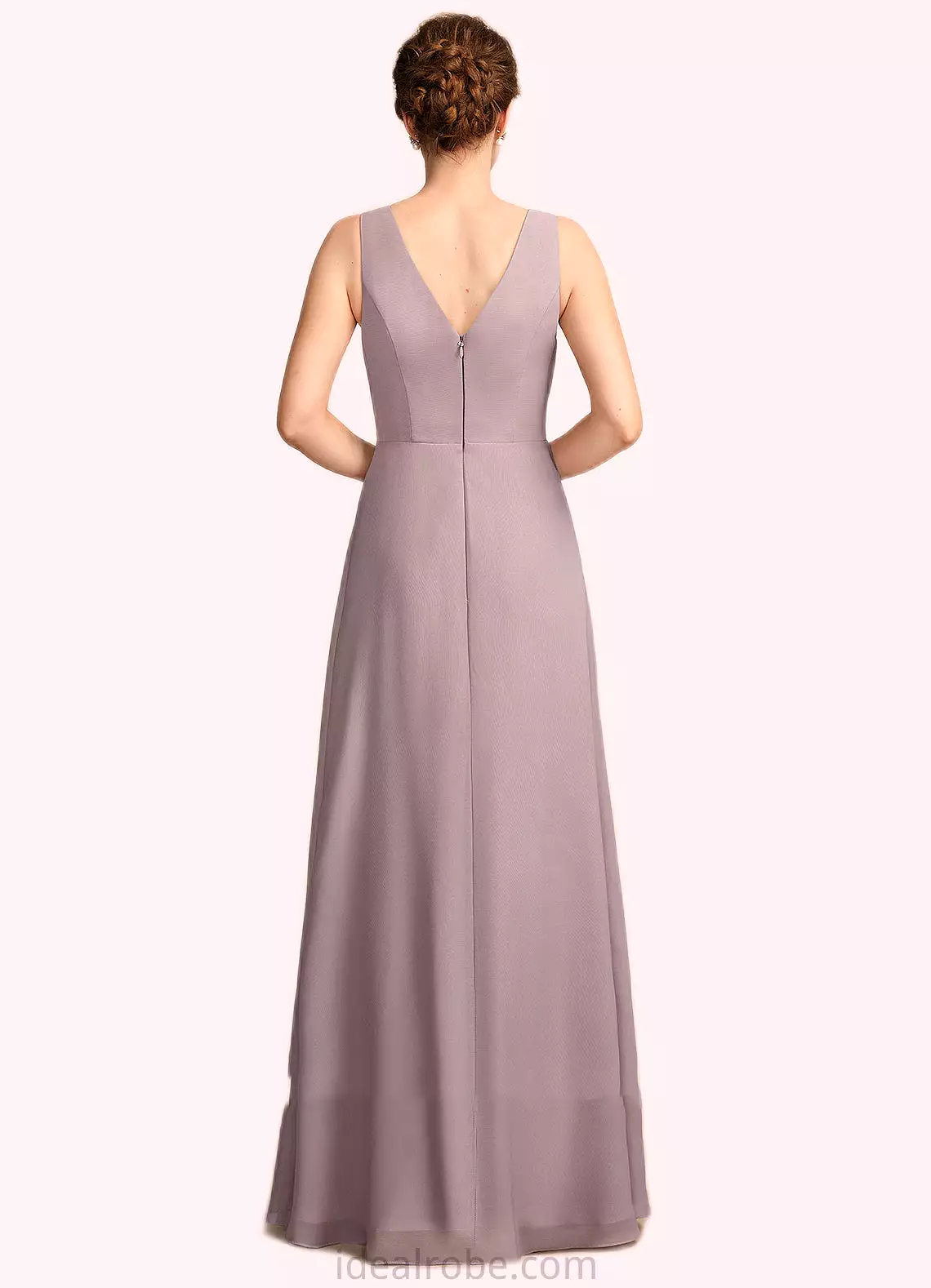 Addison A-Line V-neck Floor-Length Chiffon Mother of the Bride Dress With Ruffle STK126P0015026