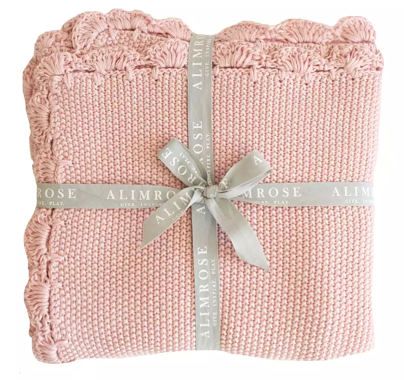 Alimrose Organic Mini Moss Stitch Baby Blanket - Pink