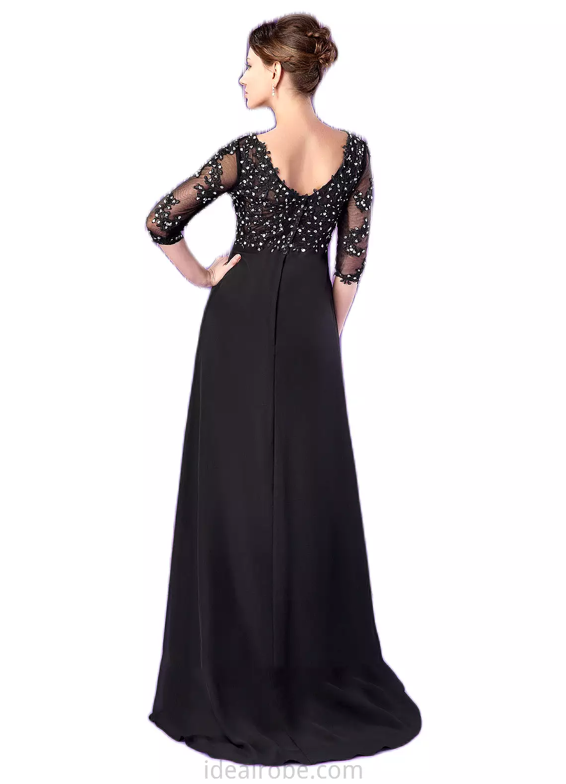 Amari Empire V-neck Sweep Train Chiffon Mother of the Bride Dress With Lace Beading STK126P0014697