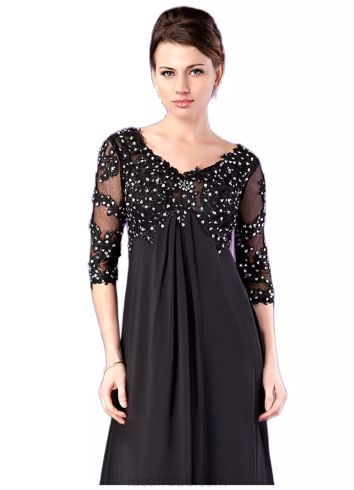 Amari Empire V-neck Sweep Train Chiffon Mother of the Bride Dress With Lace Beading STK126P0014697