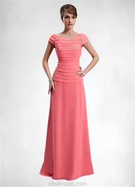 Angelica A-Line Scoop Neck Floor-Length Chiffon Mother of the Bride Dress With Ruffle Beading STK126P0014872