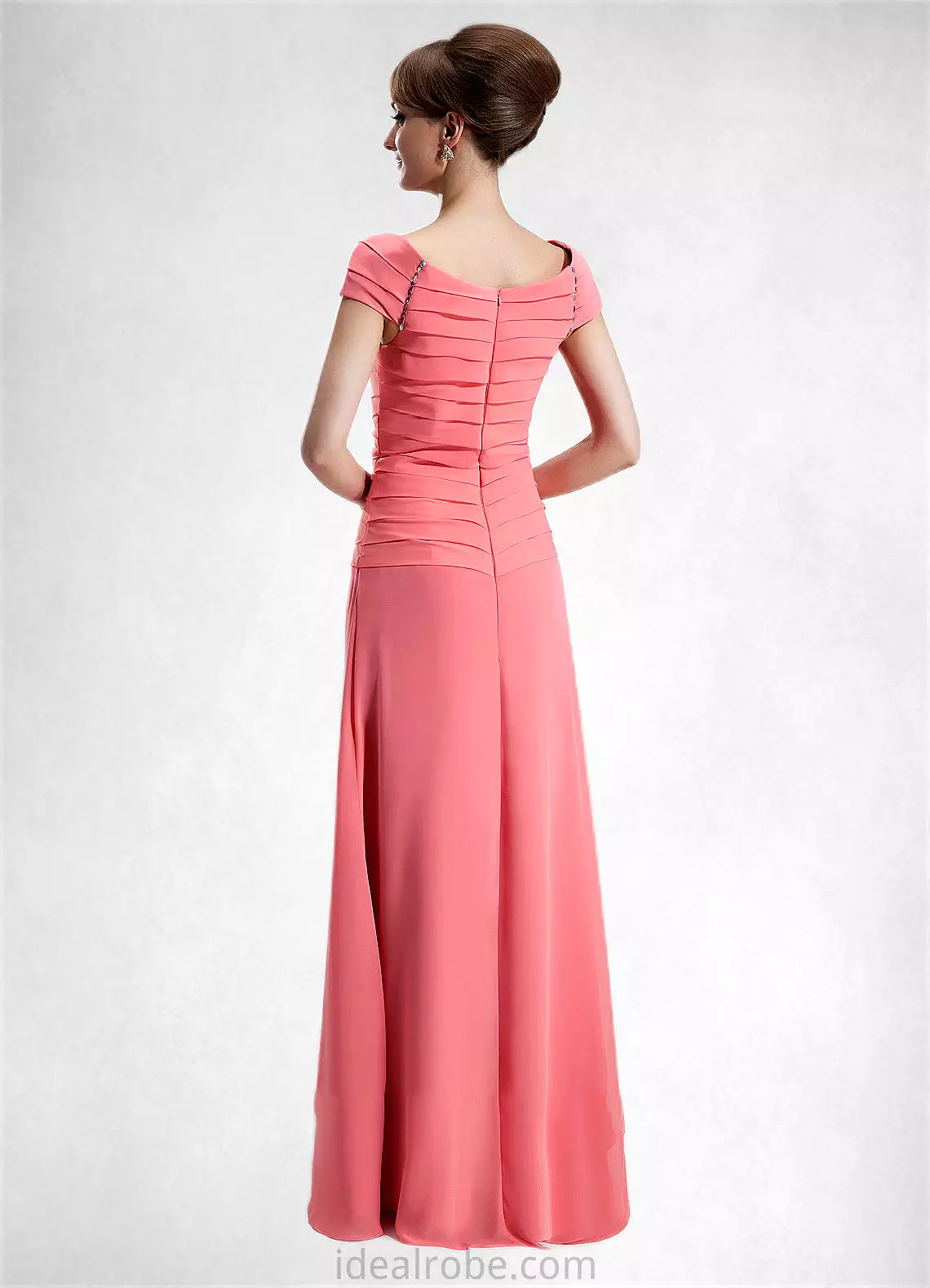 Angelica A-Line Scoop Neck Floor-Length Chiffon Mother of the Bride Dress With Ruffle Beading STK126P0014872