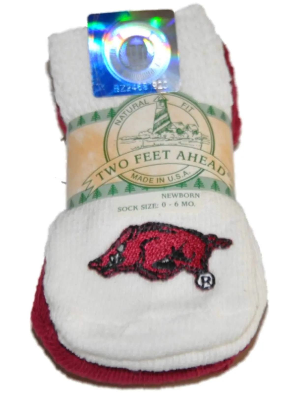 Arkansas Razorbacks Two Feet Ahead Infant Baby Newborn 3 Pair Socks Pack