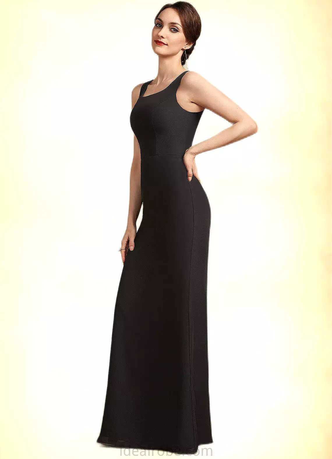 Ashlynn Sheath/Column Square Neckline Floor-Length Chiffon Mother of the Bride Dress STK126P0014893