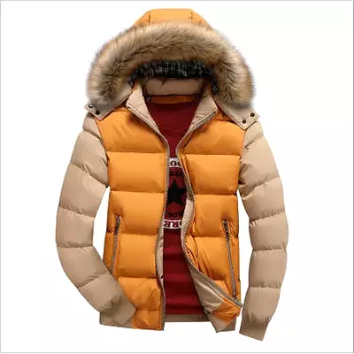 AshoreShop Mens Fleece Warm Hooded w/Fur Parka Jacket