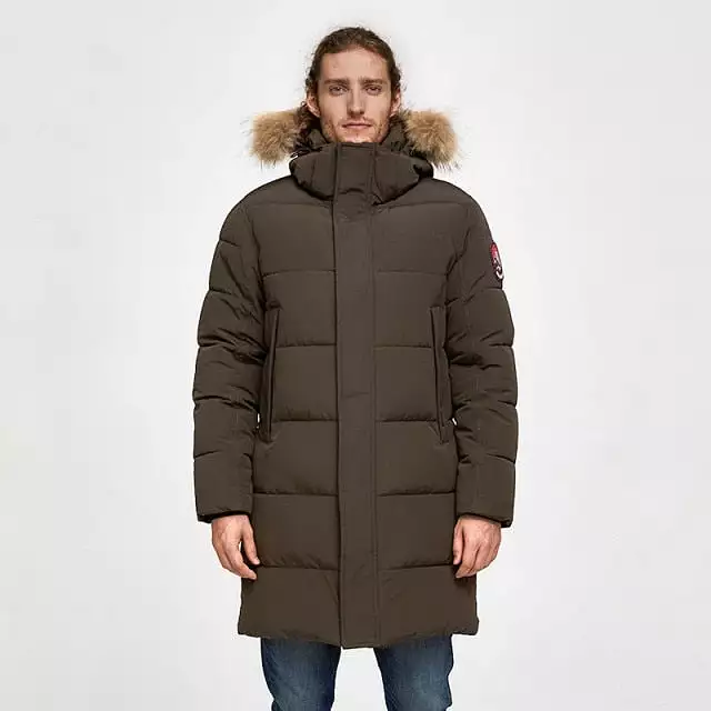 AshoreShop Mens Windproof Warm Winter Parka Coat Detachable Hood