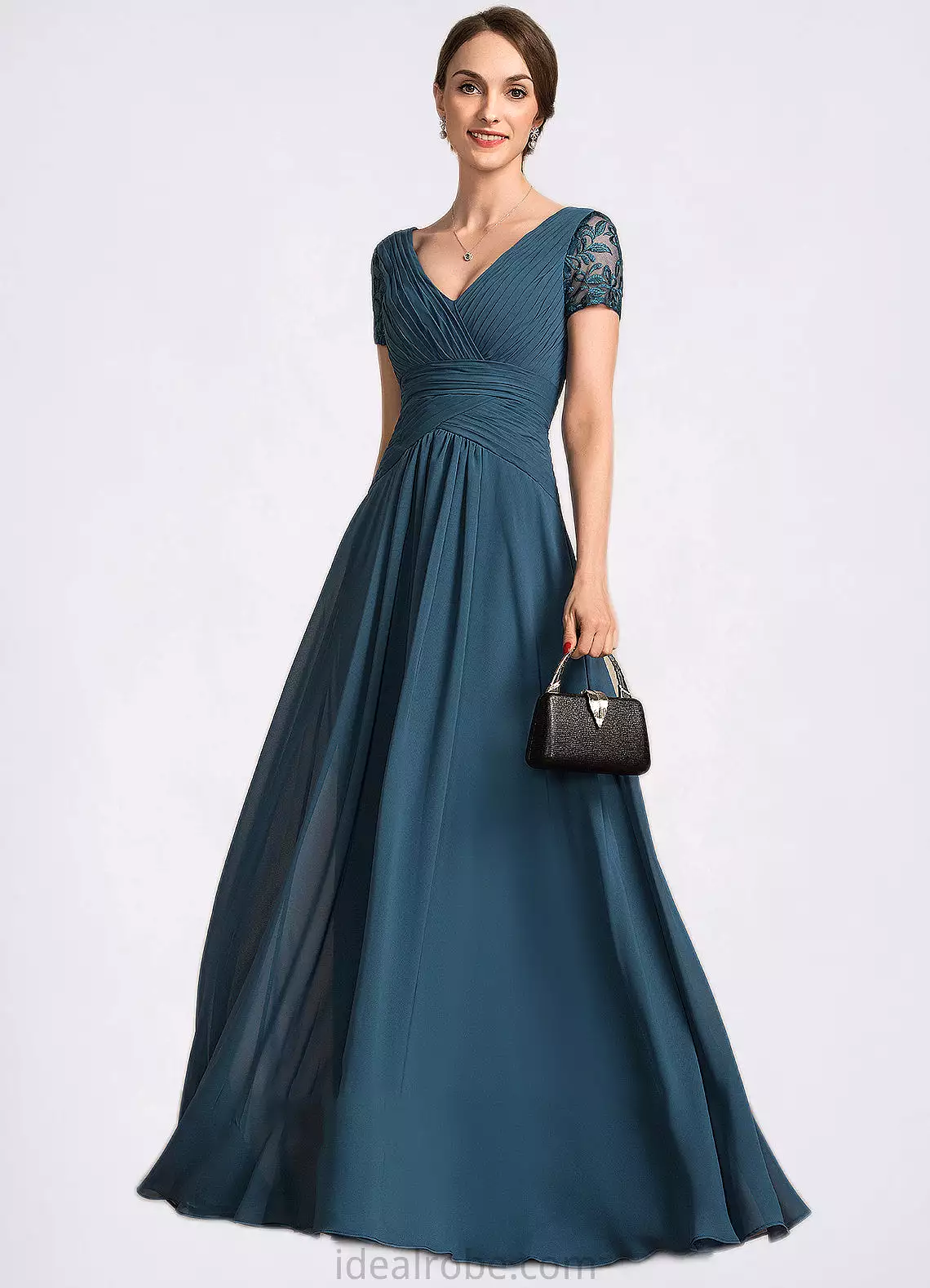 Athena A-Line V-neck Floor-Length Chiffon Mother of the Bride Dress With Lace STK126P0014713