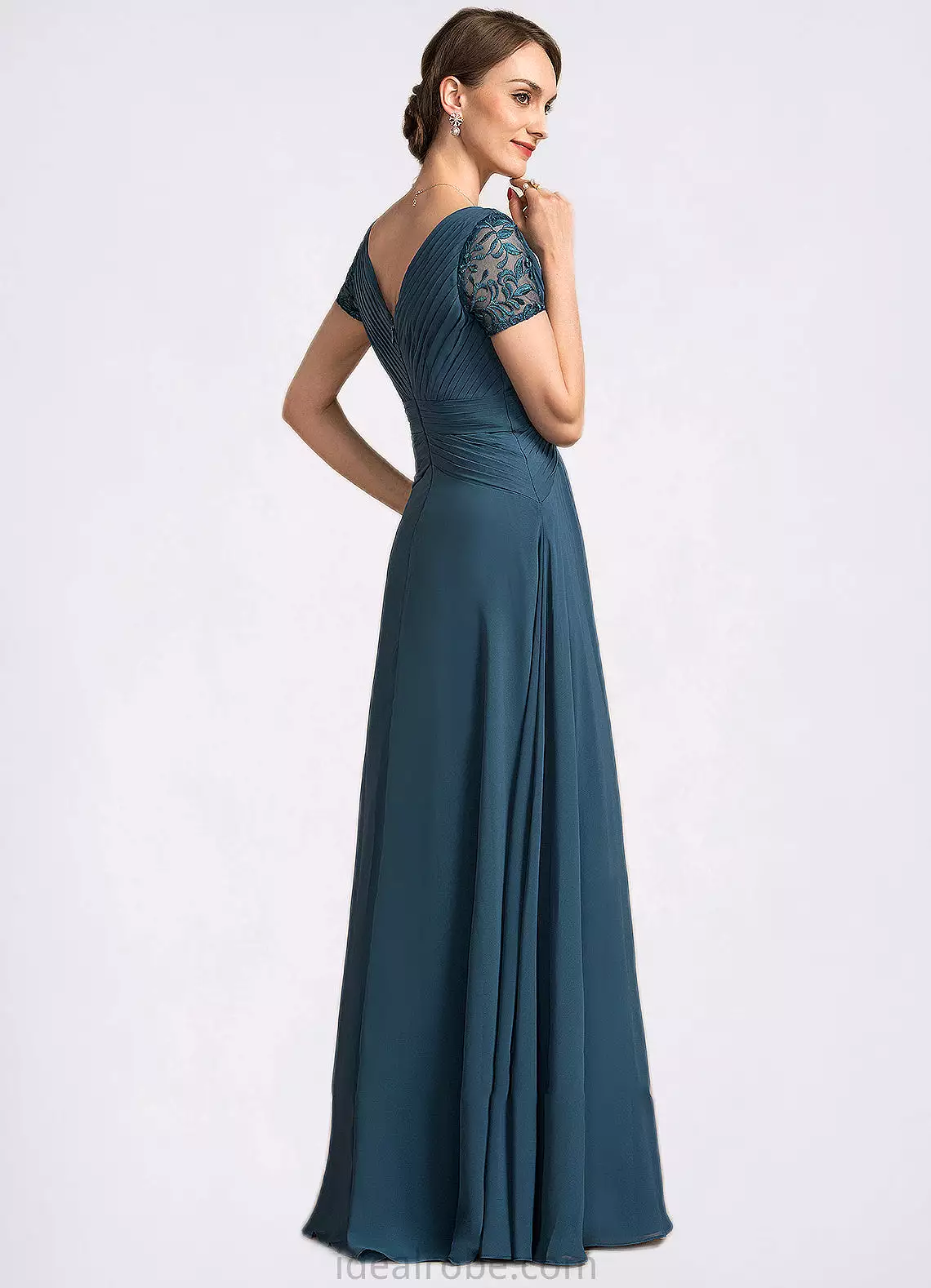 Athena A-Line V-neck Floor-Length Chiffon Mother of the Bride Dress With Lace STK126P0014713