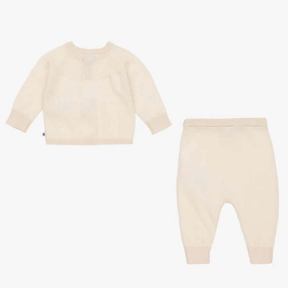 Baby Beige Wool Knit Trouser Set