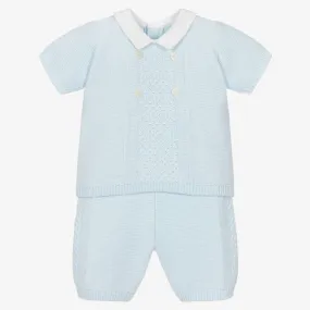 Baby Boys Blue Cotton Knit Shorts Set