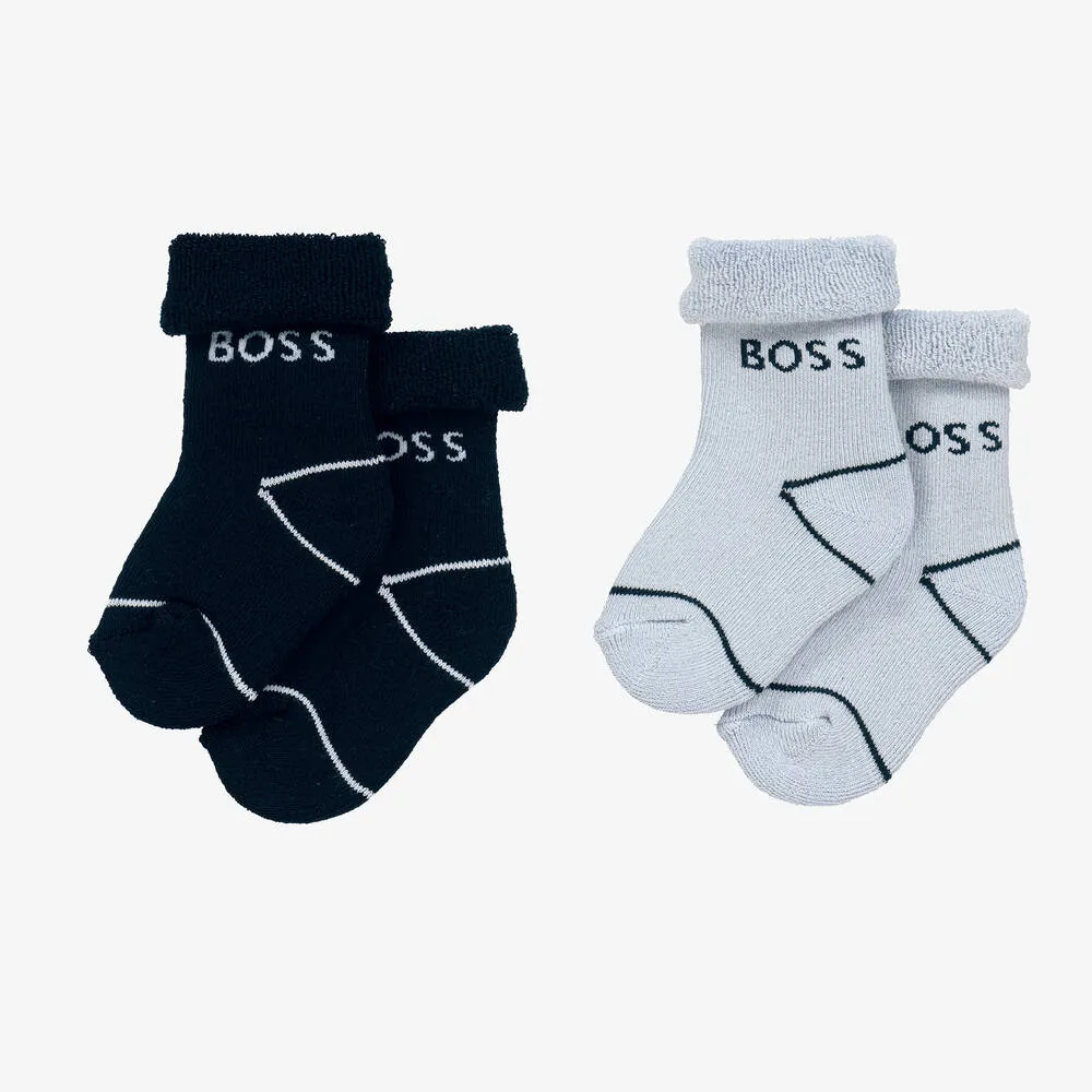 Baby Boys Blue Cotton Socks (2 Pack)