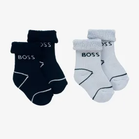 Baby Boys Blue Cotton Socks (2 Pack)