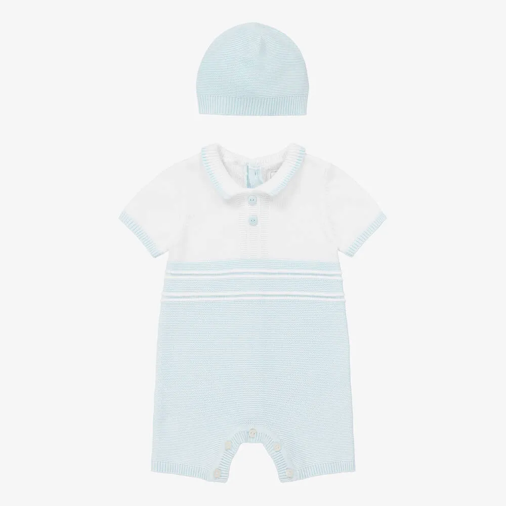 Baby Boys Blue Knit Shortie Set