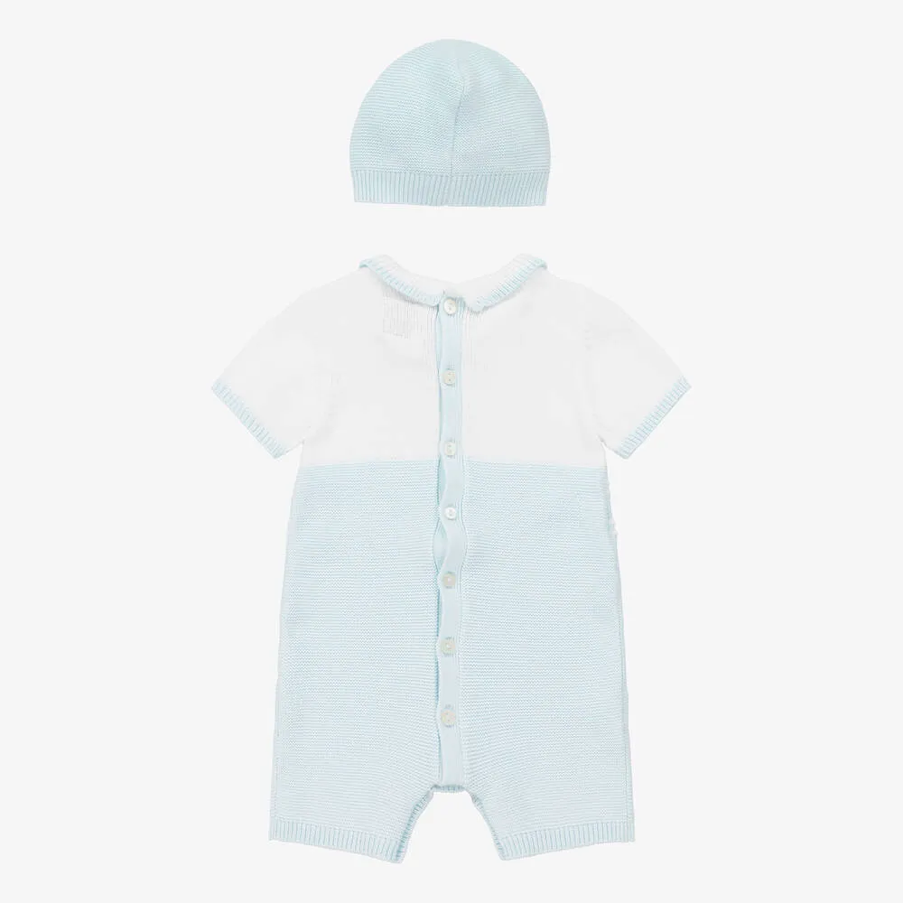 Baby Boys Blue Knit Shortie Set