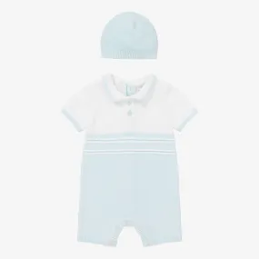 Baby Boys Blue Knit Shortie Set