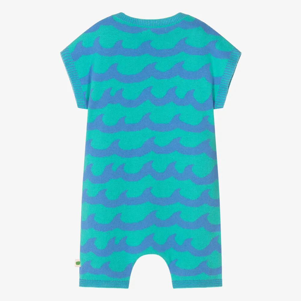 Baby Boys Blue Wave Cotton Knit Shortie