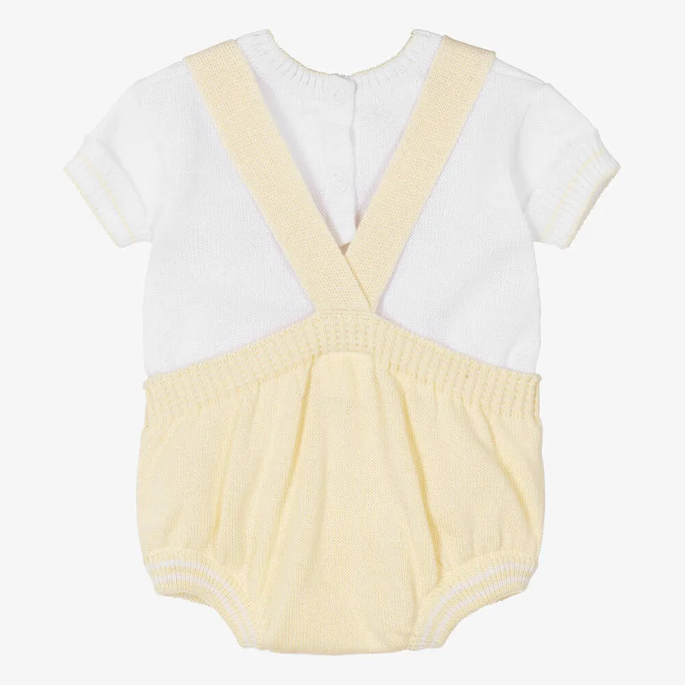 Baby Boys Yellow Cotton Knit Dungaree Set