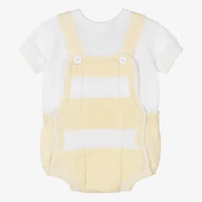 Baby Boys Yellow Cotton Knit Dungaree Set