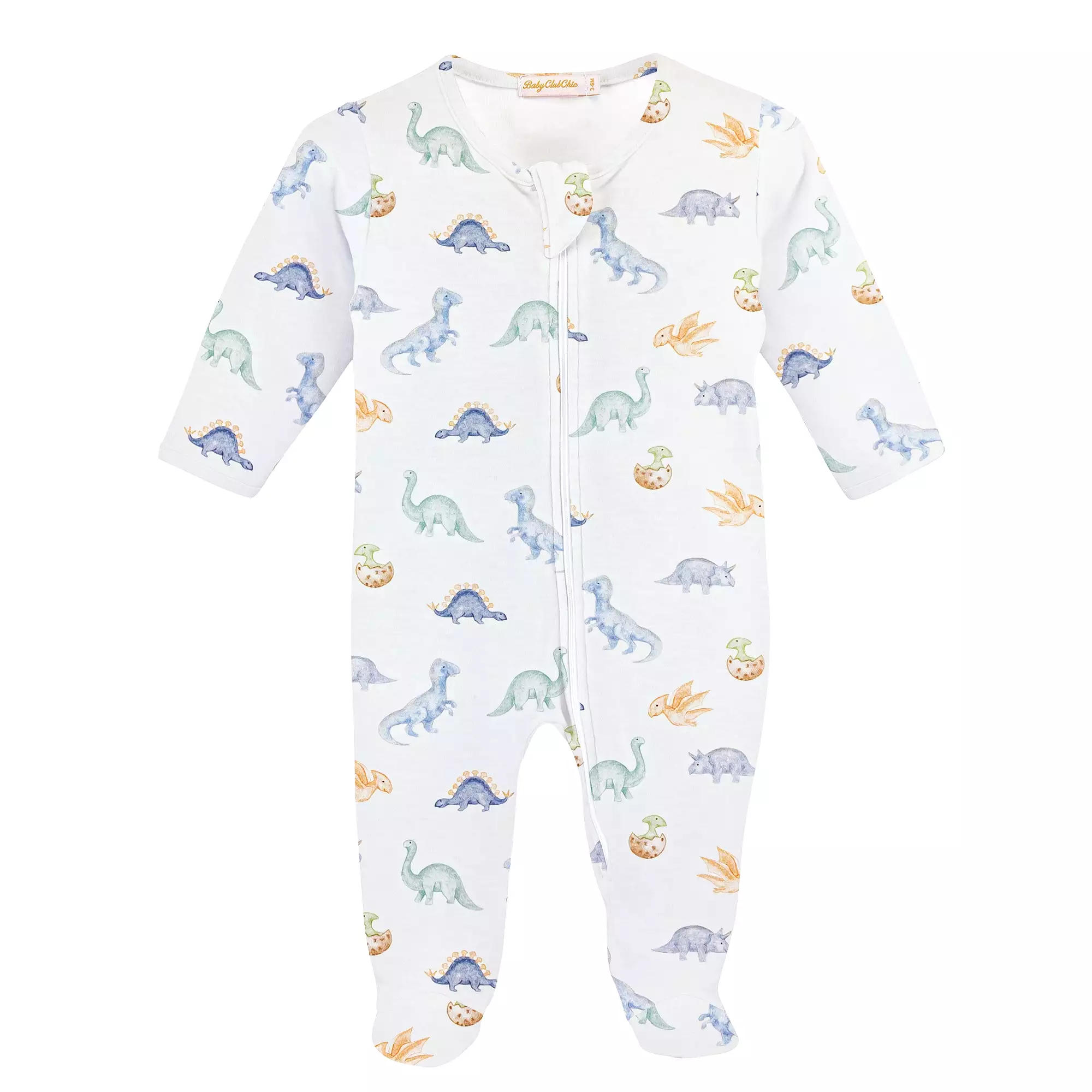 Baby Club Chic - Baby Dinos Zip Footie