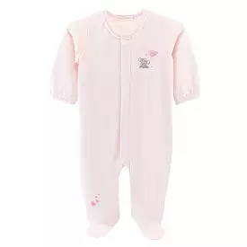 Baby Club Chic - Bubbly Elephant Pink Embroidered Footie