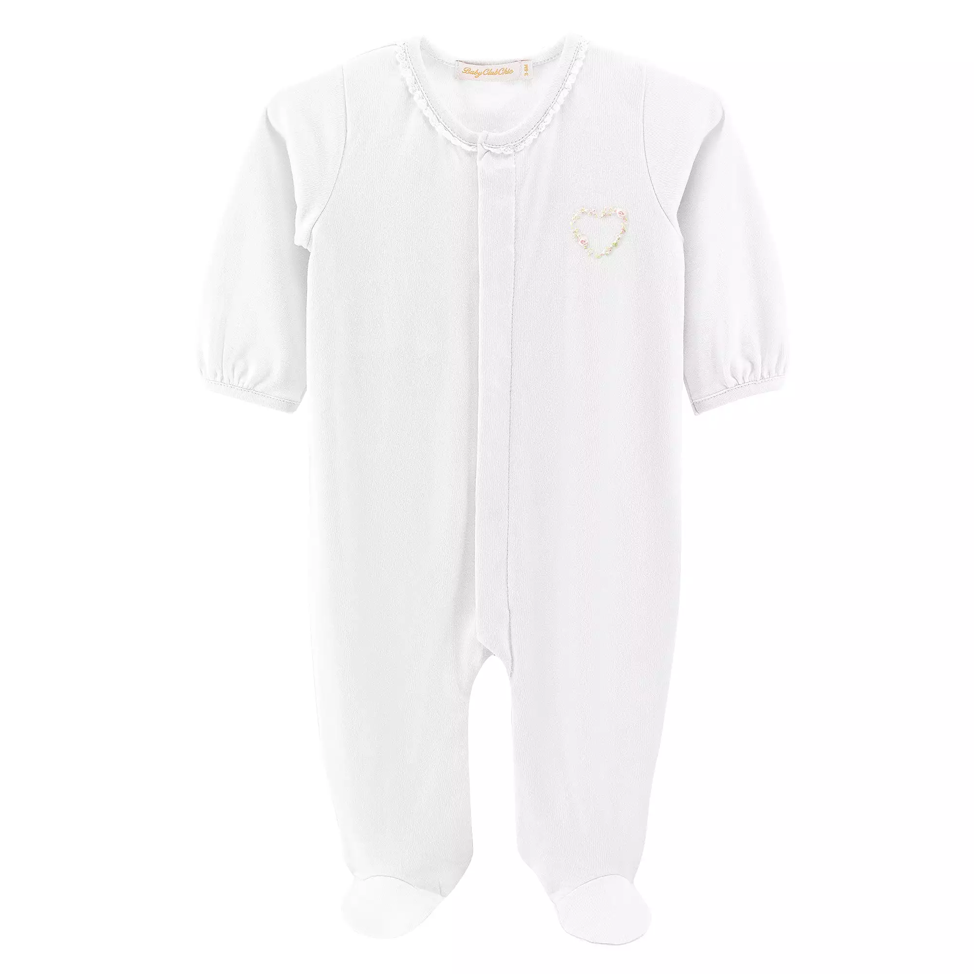 Baby Club Chic - Heart with Roses Embroidered Footie