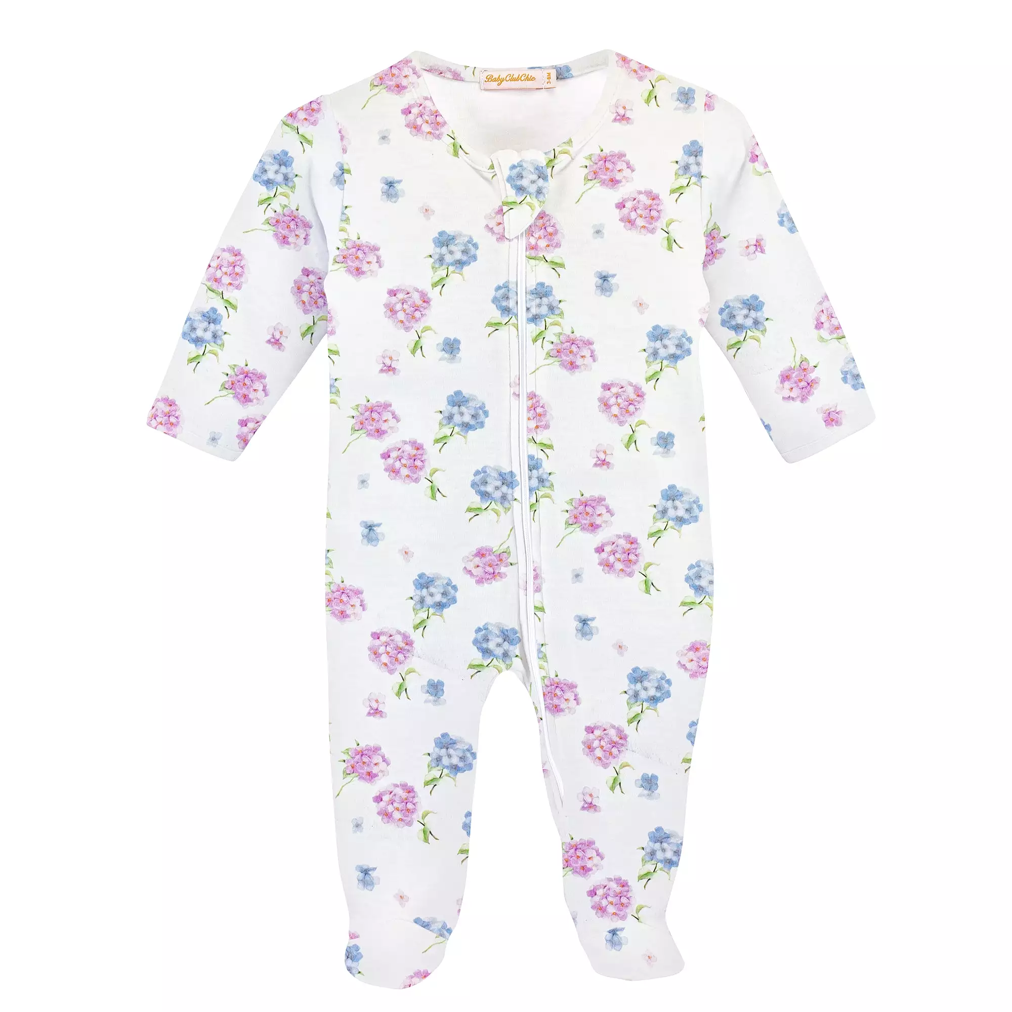 Baby Club Chic - Lilac Hydrangeas Zip Footie