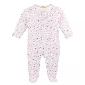 Baby Club Chic - Pink Begonias Zip Footie