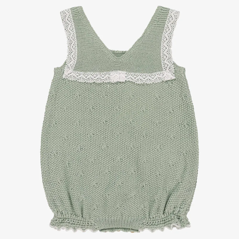 Baby Girls Green Cotton Knit Shortie