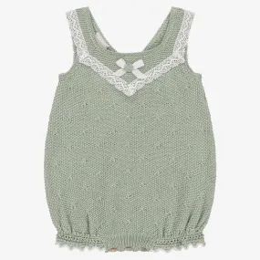 Baby Girls Green Cotton Knit Shortie