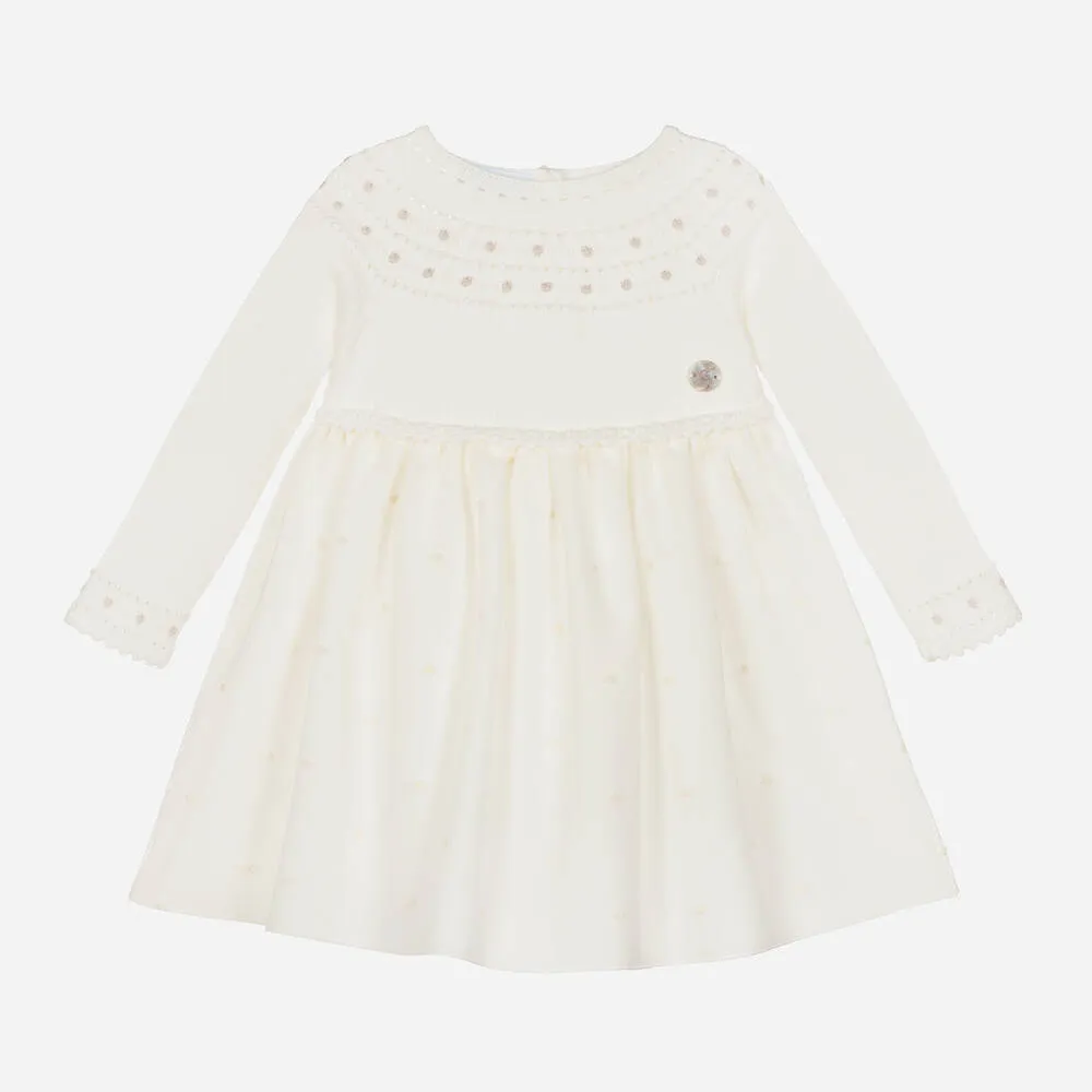 Baby Girls Ivory Knit & Tulle Dress