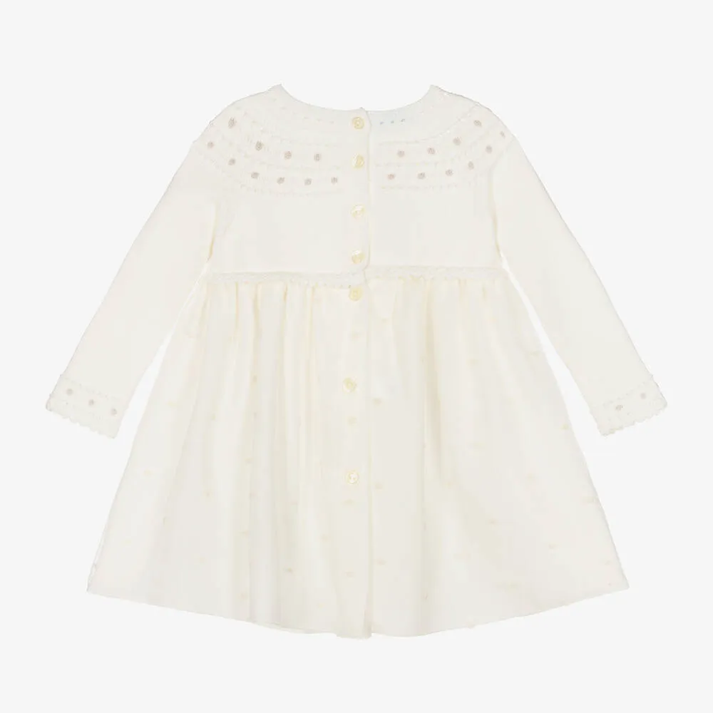 Baby Girls Ivory Knit & Tulle Dress