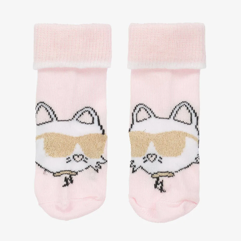 Baby Girls Pink & White Socks (2 Pack)