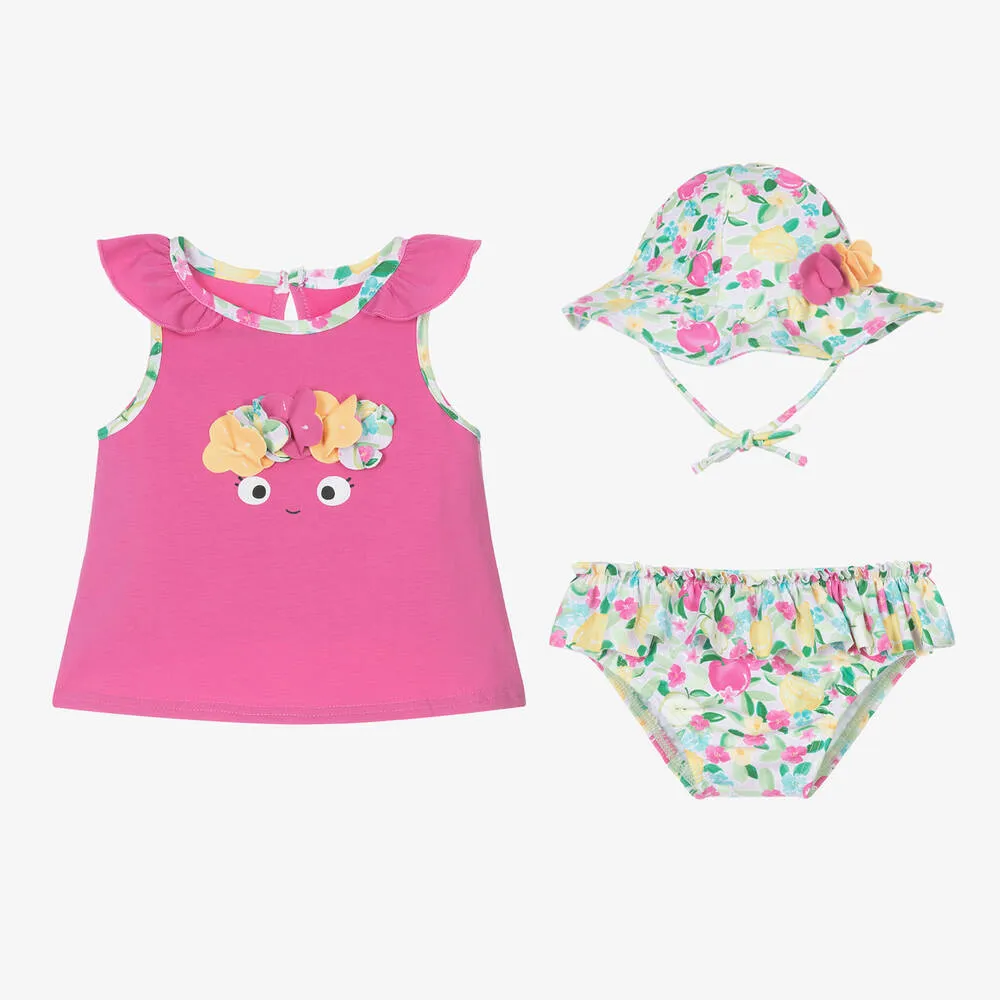 Baby Girls Pink Cotton Beach Set