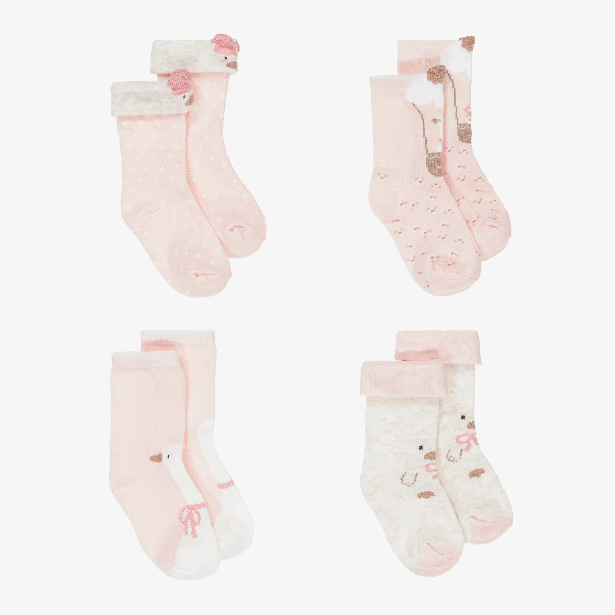 Baby Girls Pink Cotton Duck Socks (6 Pack)