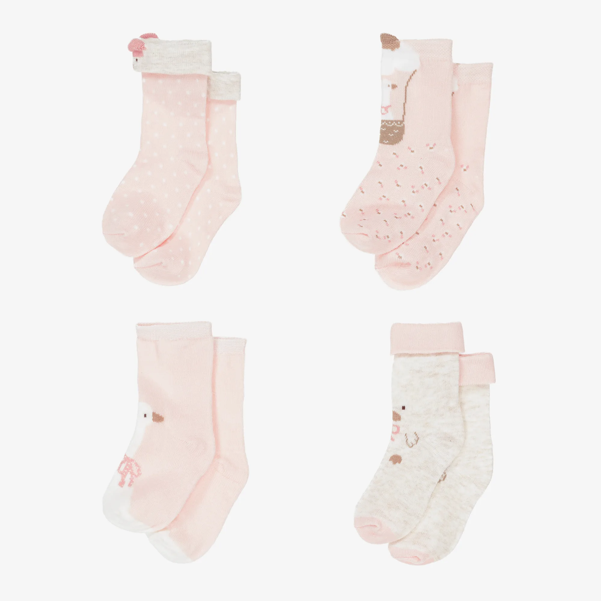 Baby Girls Pink Cotton Duck Socks (6 Pack)