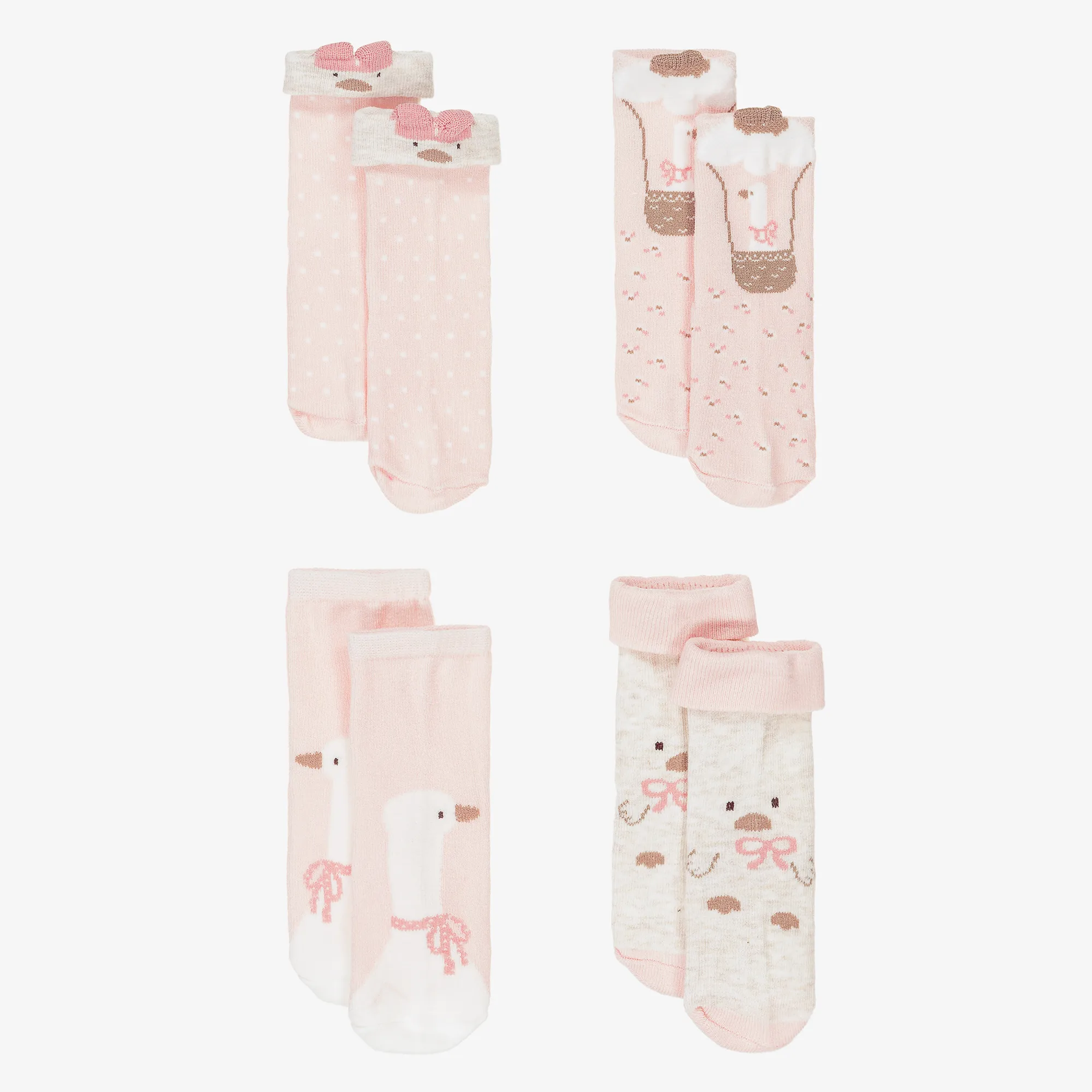 Baby Girls Pink Cotton Duck Socks (6 Pack)