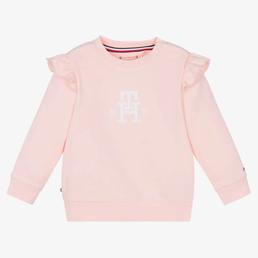 Baby Girls Pink Cotton Frill Sweatshirt