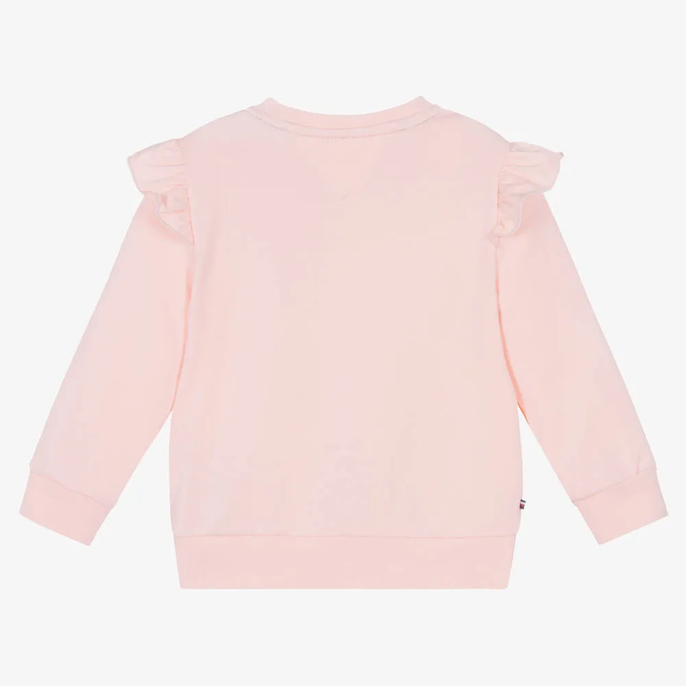 Baby Girls Pink Cotton Frill Sweatshirt