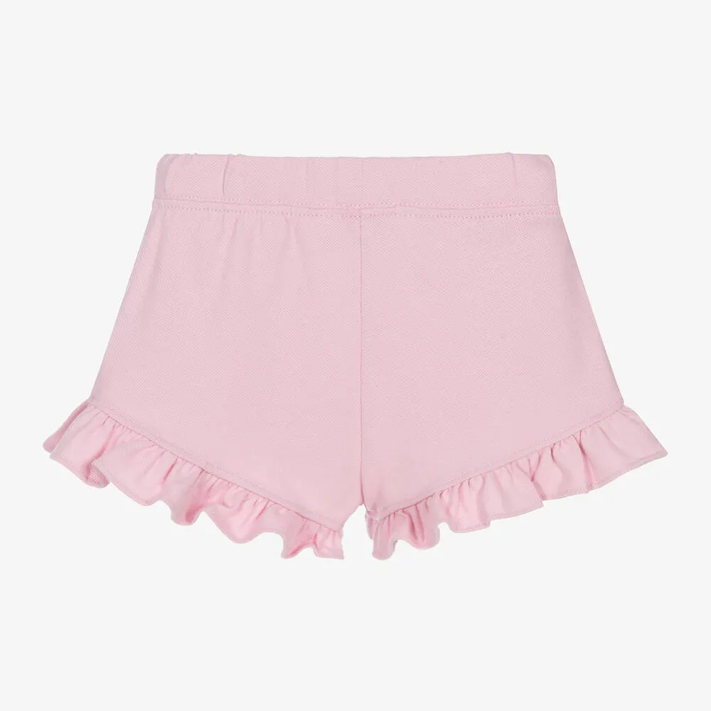 Baby Girls Pink Cotton Ruffle Shorts